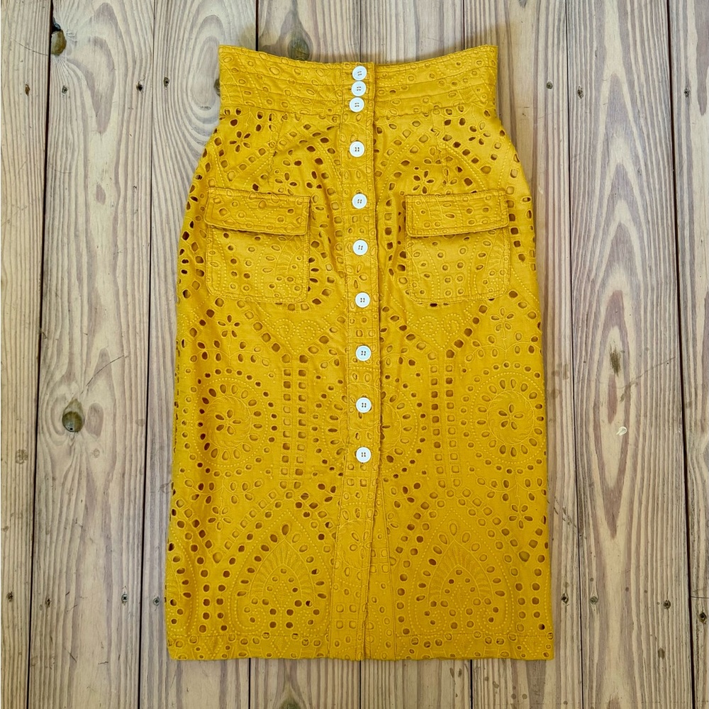 Tracy Reese X Anthropologie Sunshine Eyelet Pencil Skirt - Picture 5 of 9